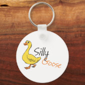 Gele hand Drawn Gekke Goose Baby Cartoon Sleutelhanger (Voorkant)