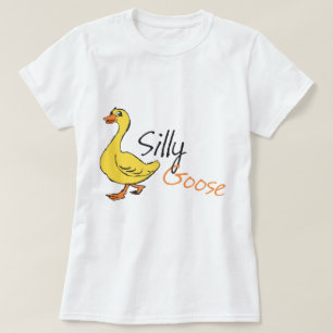 Gele hand Drawn Gekke Goose Baby Cartoon T-shirt