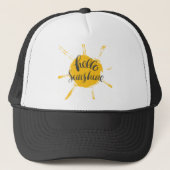 Gele hand Drawn Sun Hallo Sunshine Afbeelding Trucker Pet (Voorkant)