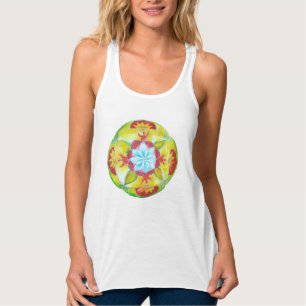 Gele hand geschilderde Unity mandala Tanktop