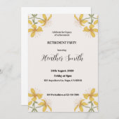 Gele Hand-getrokken Bloem Retirement Party Invitat Kaart (Voorkant / Achterkant)