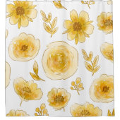 Gele handdragende bloemen douchegordijn (Voorkant)