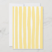 Gele handgeschreven pinstripes grillige bruiloft kaart (Achterkant)