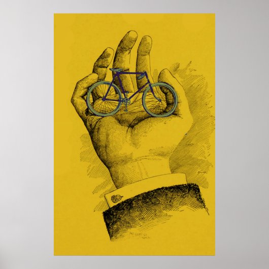  gele handwiel - Humoureuze bike Poster (Voorkant)