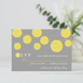 Gele hangende Chinese papierlantaarns RSVP-kaart RSVP Kaartje (Staand voorkant)