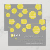 Gele hangende Chinese papierlantaarns RSVP-kaart RSVP Kaartje (Voorkant / Achterkant)