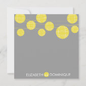 Gele hangende papieren ritsen uitnodigen kaart (Achterkant)