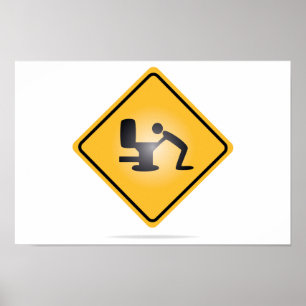 Gele hangover-waarschuwingsbord poster