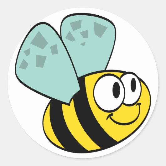 Gele Happy Bee Tshirts en geschenken Ronde Sticker (Voorkant)