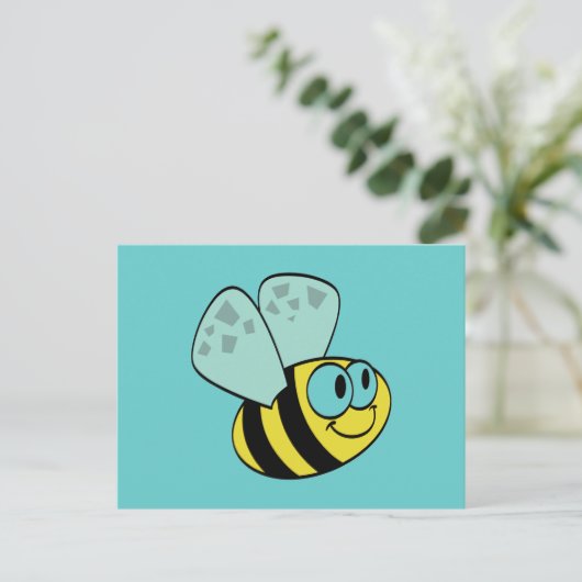 Gele Happy Bee Tshirts en Gifts Briefkaart (Staand voorkant)