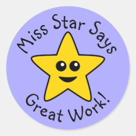 Gele Happy Star Great Work-Stickers Ronde Sticker