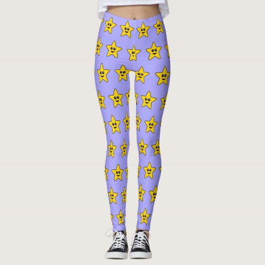 Gele Happy Star-Leggings Leggings (Voorkant)