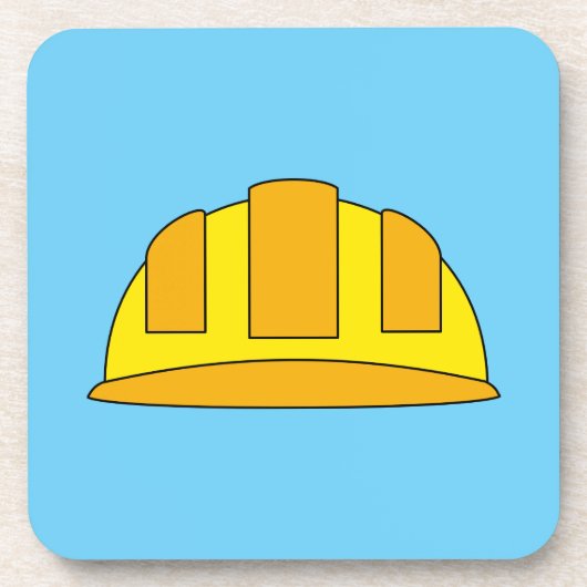 Gele harde Petten Cartoon Bier Onderzetter (Voorkant)