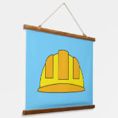Gele harde Petten Cartoon Hangend Wandkleed (Gebogen)