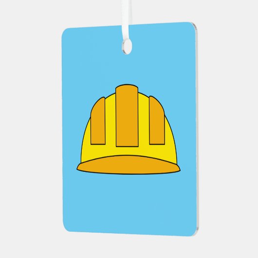 Gele harde Petten Cartoon Metalen Ornament (Voorkant links)