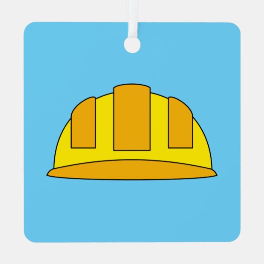 Gele harde Petten Cartoon Metalen Ornament (Achterkant)