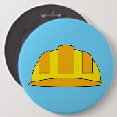 Gele harde Petten Cartoon Ronde Button 6,0 Cm (Voorkant /achterkant)