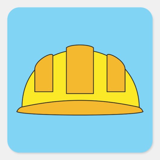 Gele harde Petten Cartoon Vierkante Sticker (Voorkant)