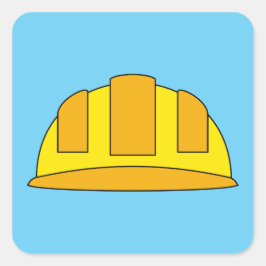 Gele harde Petten Cartoon Vierkante Sticker