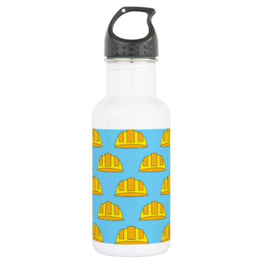 Gele harde Petten Cartoon Waterfles (Voorkant)
