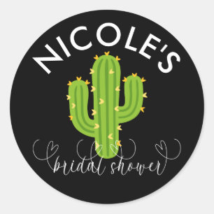 Gele Hart Cactus Feest Liefde Bruidsjurk Shower Ronde Sticker