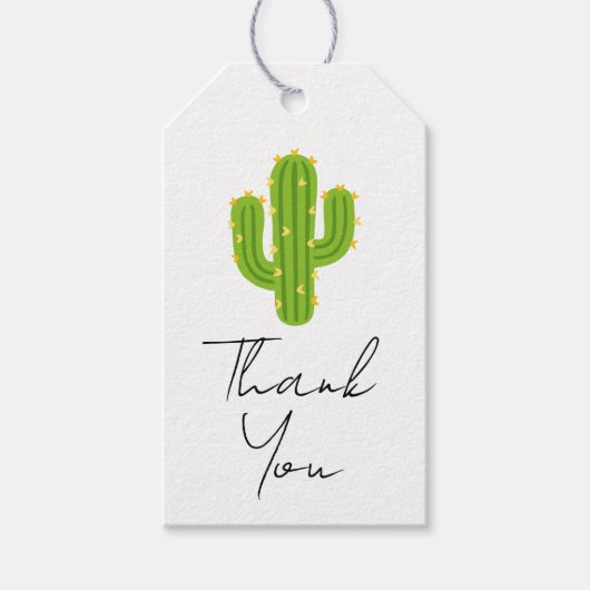 Gele Hart Cactus Feest Liefde Bruiloft Cadeaulabel (Voorkant)