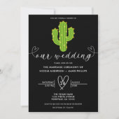 Gele Hart Cactus Feest Liefde Bruiloft Kaart (Voorkant)