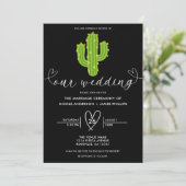 Gele Hart Cactus Feest Liefde Bruiloft Kaart (Staand voorkant)