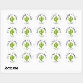Gele Hart Cactus Feest Liefde Bruiloft Ronde Sticker (Vel)