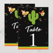 Gele Hart Cactus Feest Liefde Tafel Nummer Kaart (Voorkant / Achterkant)
