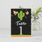 Gele Hart Cactus Feest Liefde Tafel Nummer Kaart (Staand voorkant)