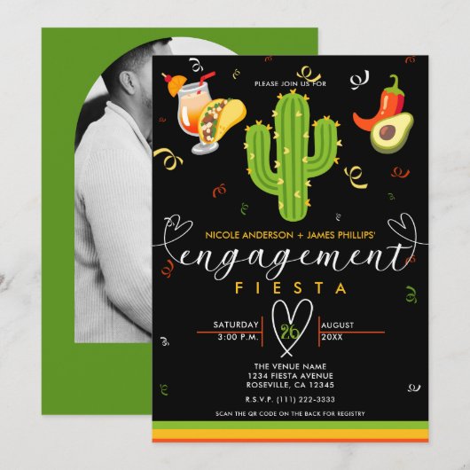 Gele Hart Cactus Feest Liefde Verloving Feest Kaart (Voorkant / Achterkant)