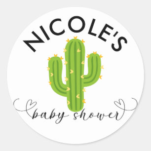 Gele Hart Cactus Fiesta Liefde Baby Shower Ronde Sticker