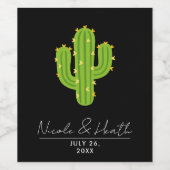 Gele Hart Cactus Fiesta Liefde Bruidsfeest Wijn Etiket (Enkel label)