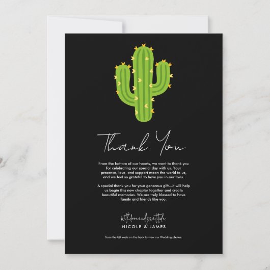 Gele Hart Cactus Fiesta Liefde Dank U Kaart (Voorkant)