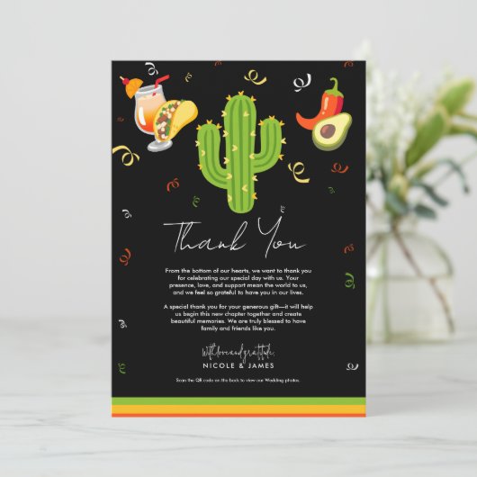 Gele Hart Cactus Fiesta Liefde Dank U Kaart (Staand voorkant)