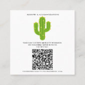 Gele Hart Cactus Fiesta Liefde Trouwdetails Vierkante Visitekaartje (Achterkant)