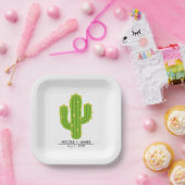 Gele Hart Cactus Fiesta Liefde Trouwen Papieren Bordje (Feest)