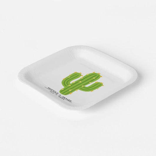 Gele Hart Cactus Fiesta Liefde Trouwen Papieren Bordje (Gebogen)