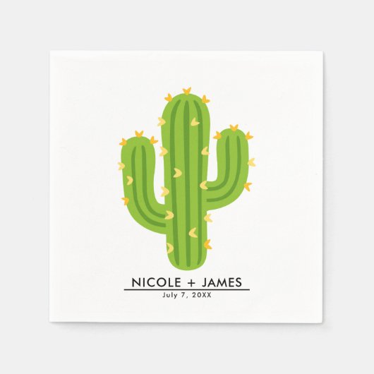 Gele Hart Cactus Fiesta Liefde Trouwen Servet (Voorkant)