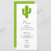 Gele Hart Cactus Fiesta Liefde Trouwmenu Menu (Voorkant / Achterkant)