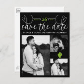 Gele Hart Cactus Fiesta Love Save the Date Aankondigingskaart (Voorkant / Achterkant)