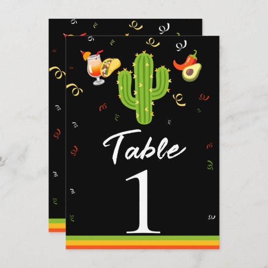 Gele Hart Cactus Fiesta Love Tafelnummer (Voorkant / Achterkant)