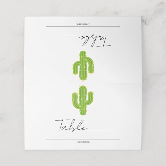 Gele Hart Cactus Fiesta Love Tafelnummer Plaatskaartje (Buitenkant ongevouwen)