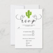 Gele Hart Cactus Fiesta Love Wedding RSVP Kaartje (Voorkant)