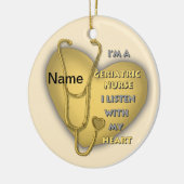 Gele hart geriatrische verpleegkundige keramisch ornament (Links)