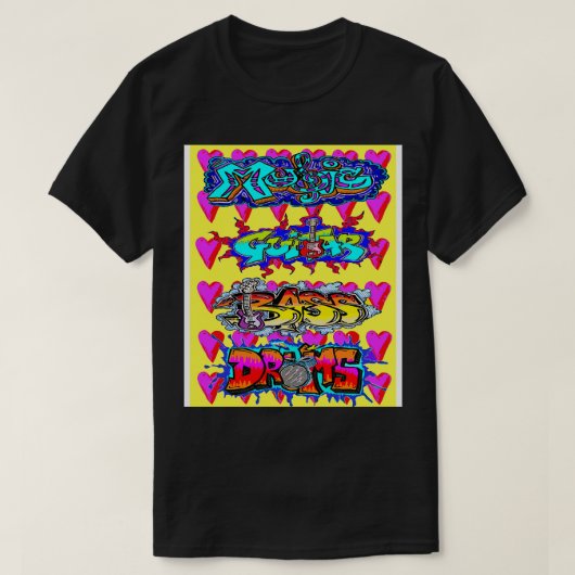 Gele Hart Graffiti van LowEndGraphics T-shirt (Design voorkant)