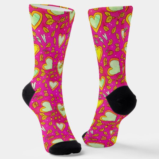 Gele Hart Soks Sokken (Gebogen)