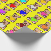 Gele Hart Teddy Bears Cadeaupapier (Hoek)