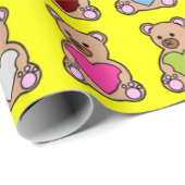 Gele Hart Teddy Bears Cadeaupapier (Rol Hoek)